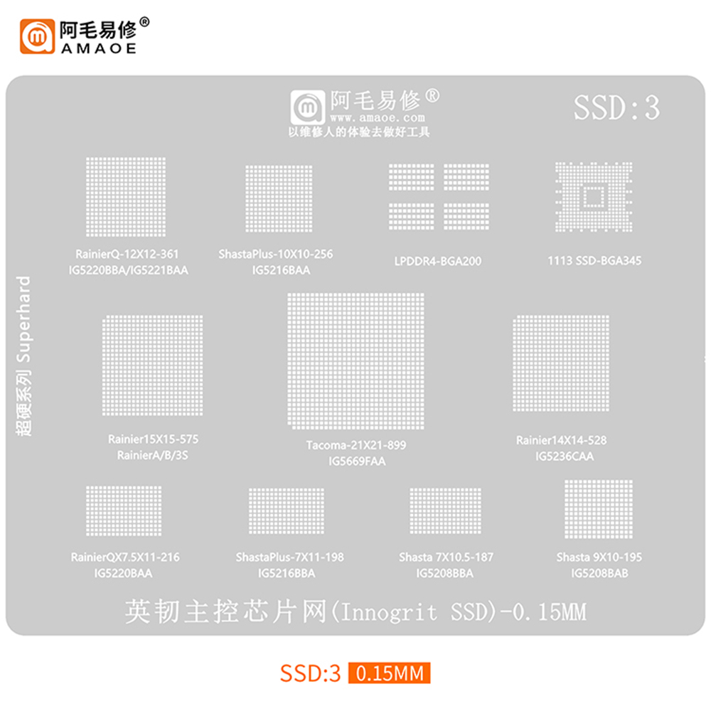 AMAOE SSD Reballing Şablonu SS - Ddr2 Ram incelemesi ve fiyatı